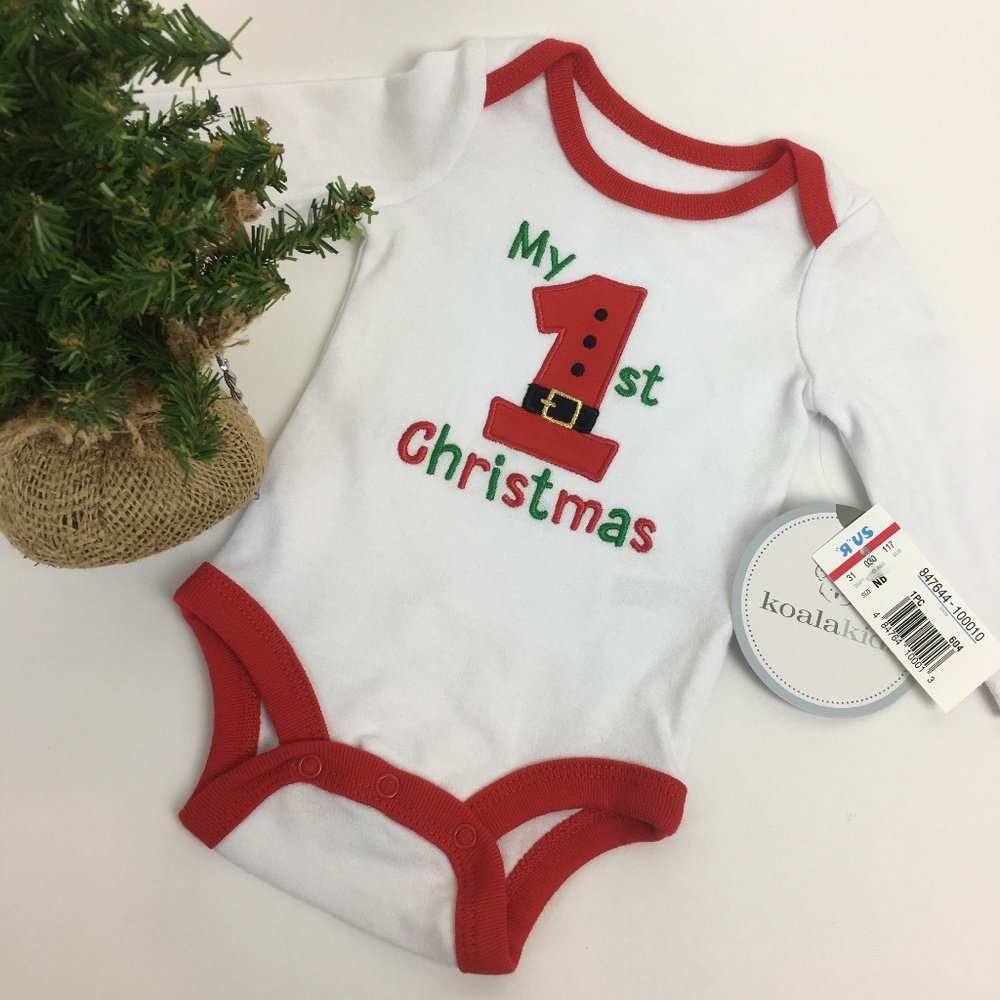 "My 1st Christmas" Bodysuit Santa Belt Newborn NEW